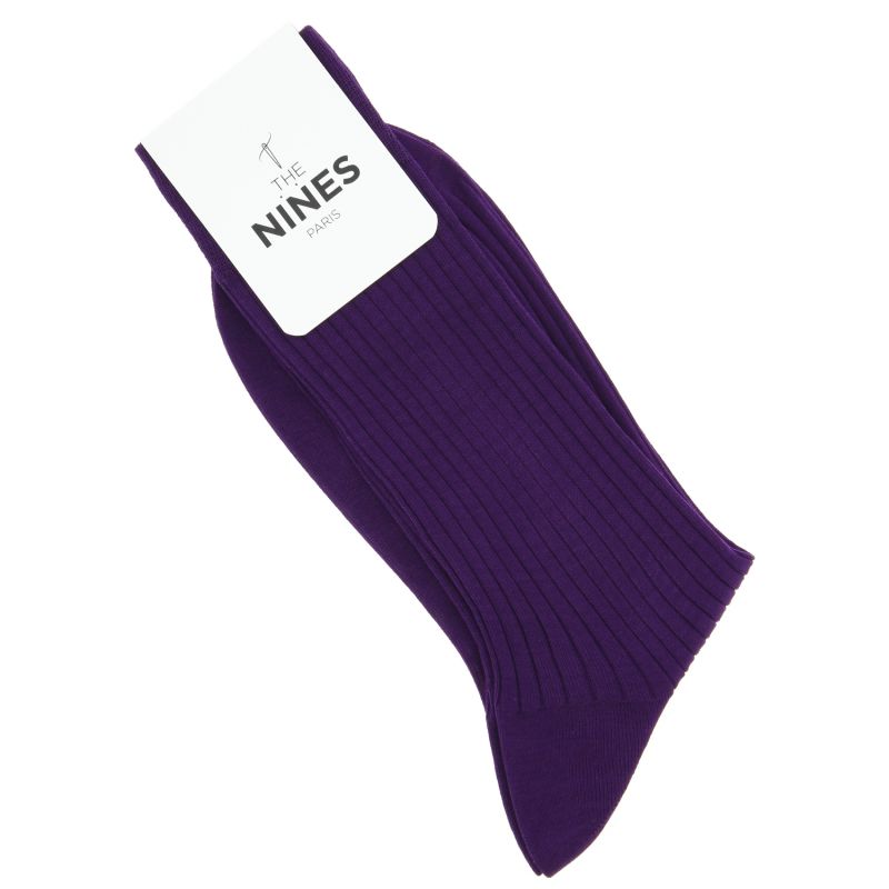 Haute qualité violet et rayures noires chaussettes 