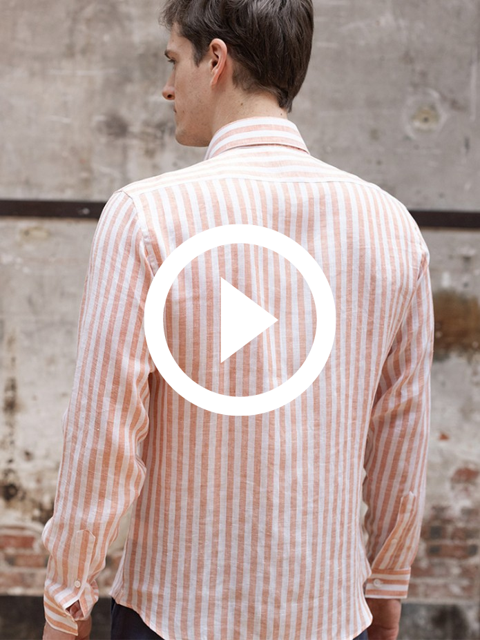Chemise en lin à rayures orange - Chemise d'été idéale