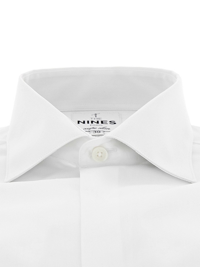 Chemise mousquetaire blanche à gorge cachée col italien Chemise mousquetaire blanche à gorge cachée col italien