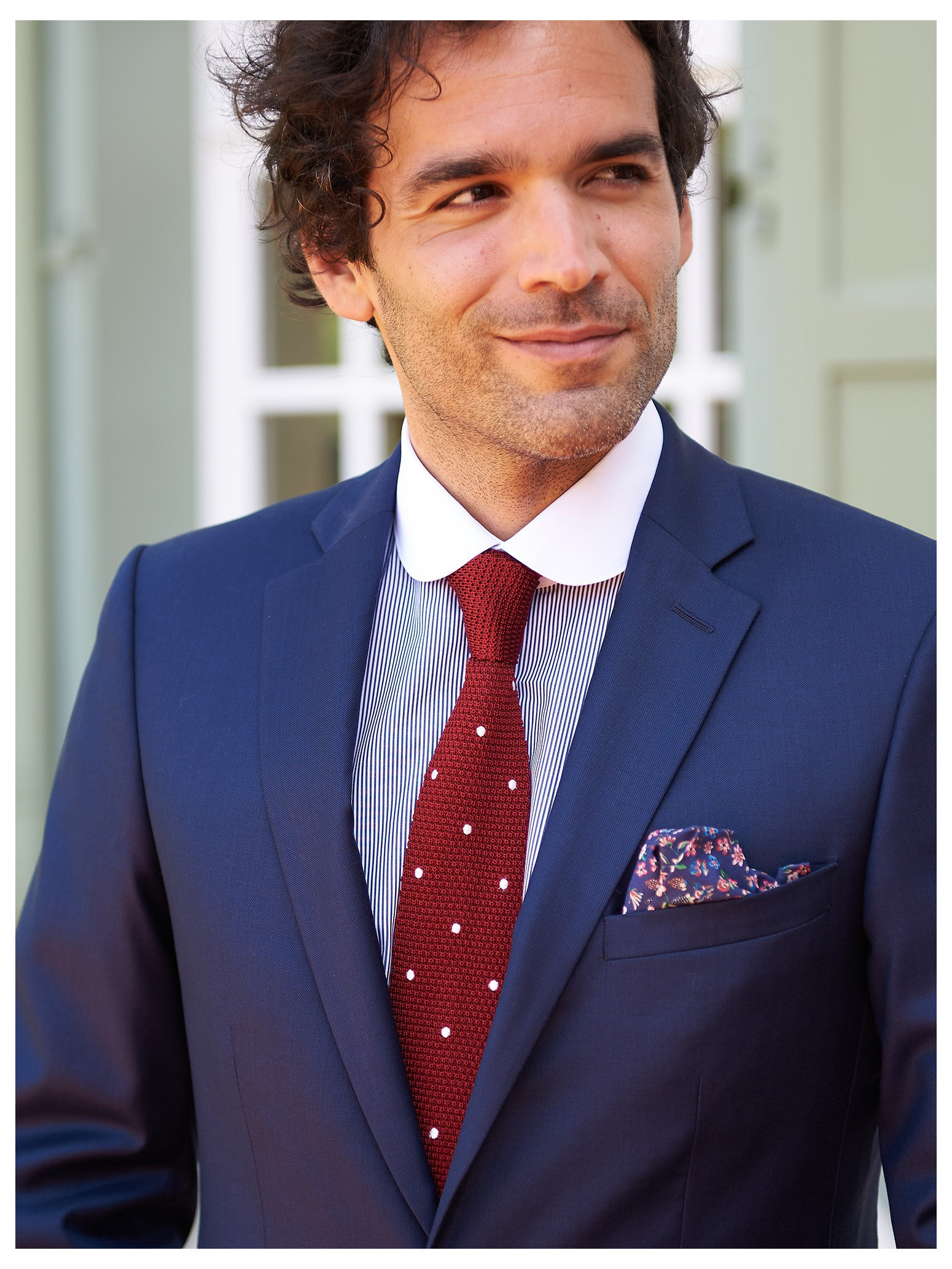 Retreez Cravate moderne en microfibre tissée pour homme Motif à pois fins - Bleu - Taille Unique