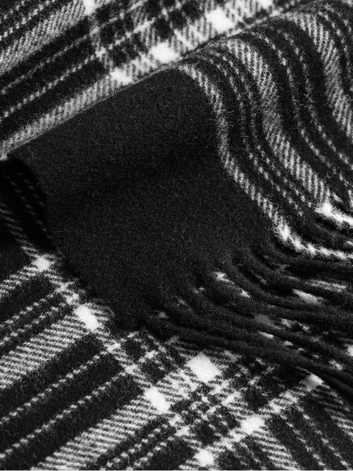 Écharpe noire à motif tartan en laine vierge