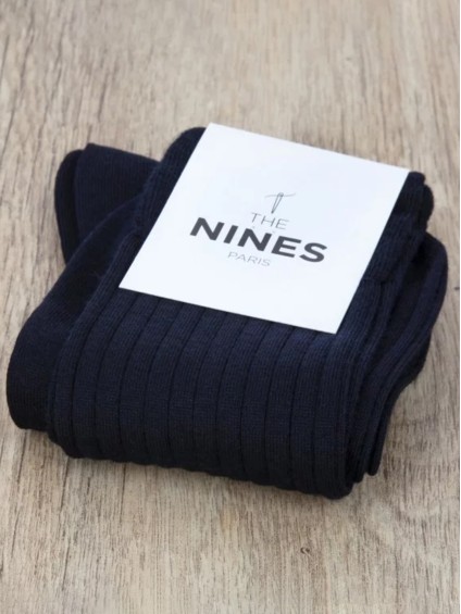 Chaussettes laine vierge bleu marine