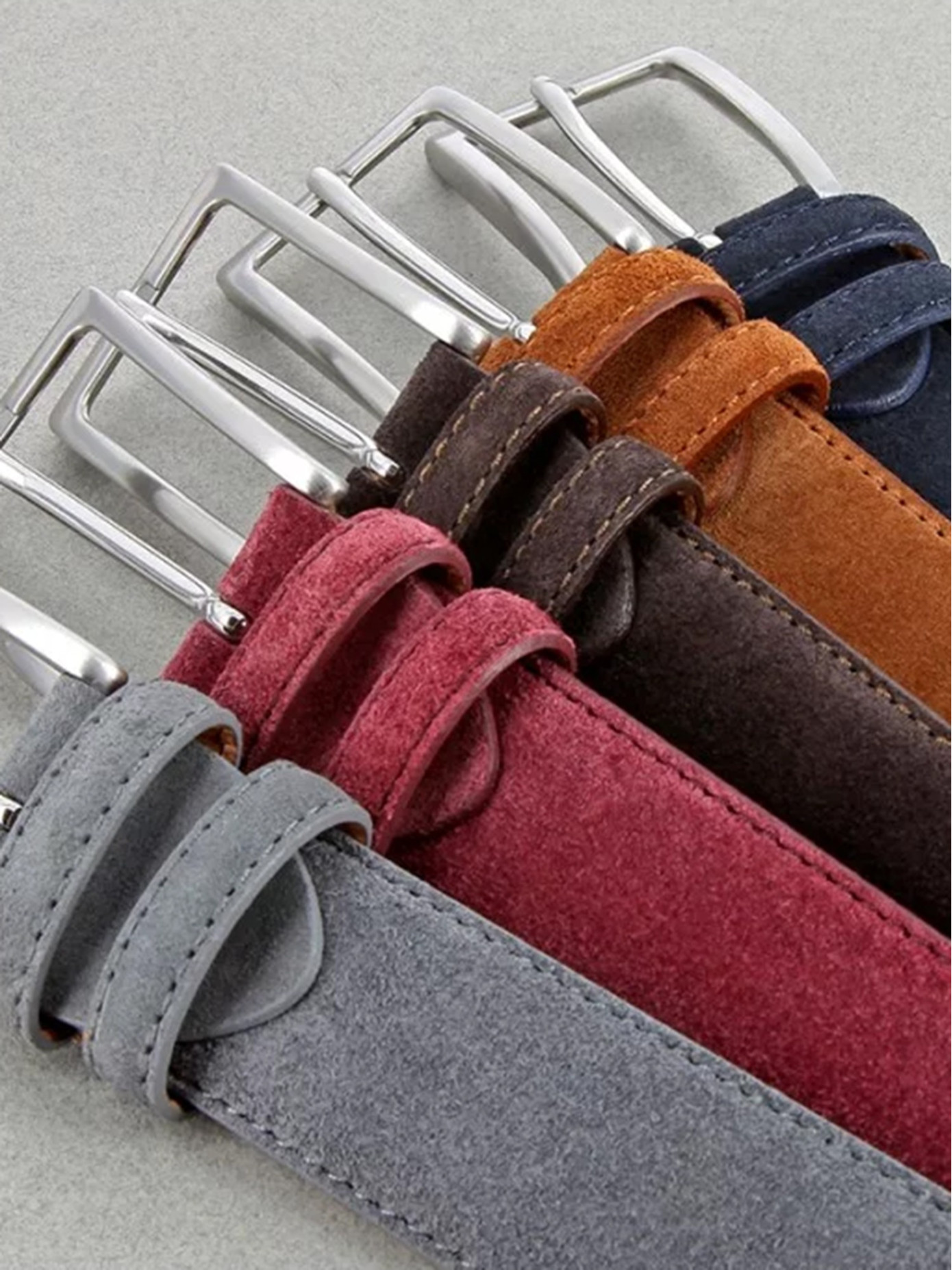 Ceinture En Cuir Gris Et Rouge Maison Boinet, Taille 80cm, Neuve Avec étiquettes