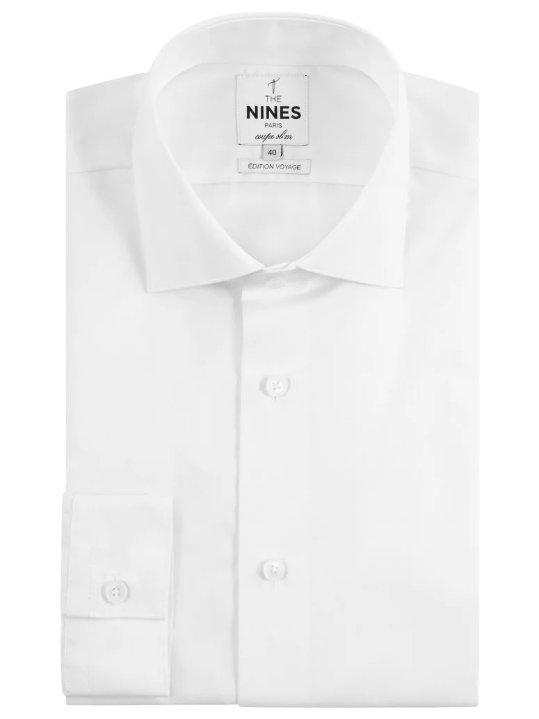 Chemise infroissable col italien blanche