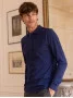 Polo manches longues en coton bio bleu nuit