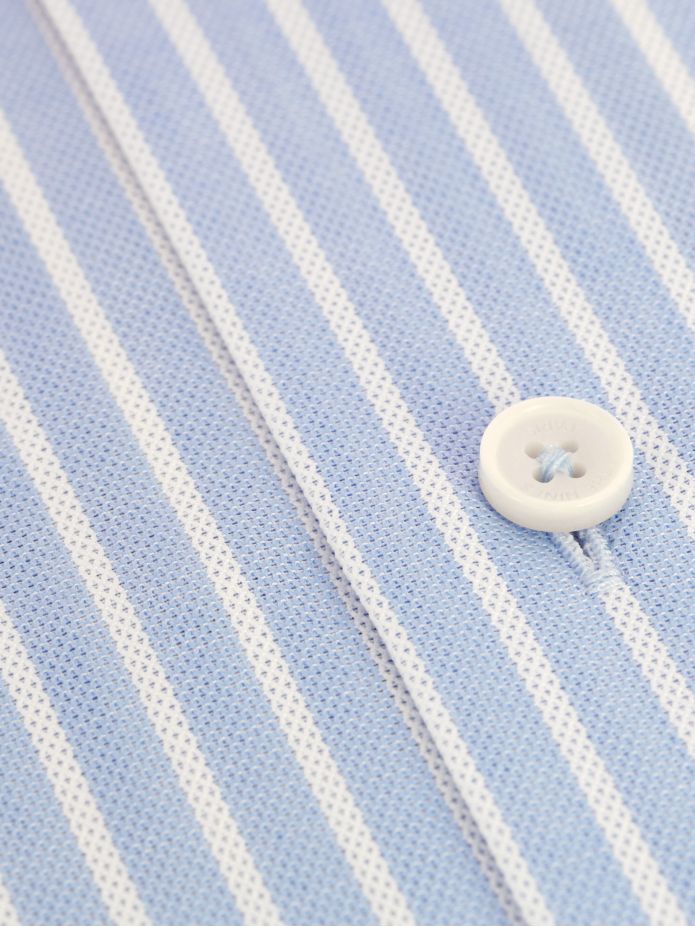 Chemise col italien à rayures bleu ciel