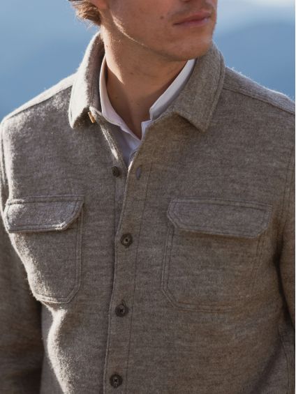 Surchemise en laine bouillie beige