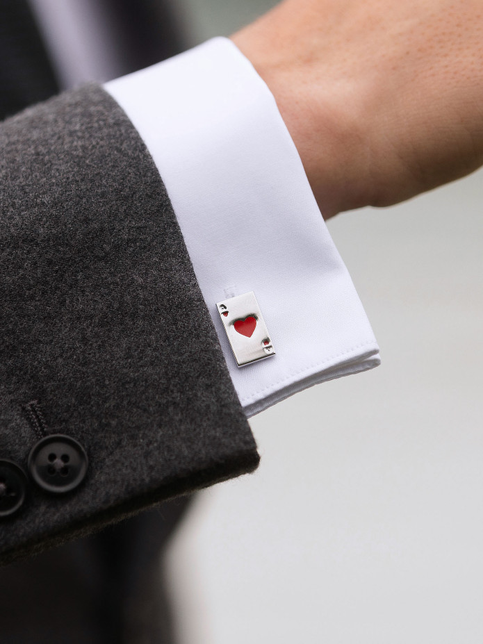 bouton de manchette as de coeur