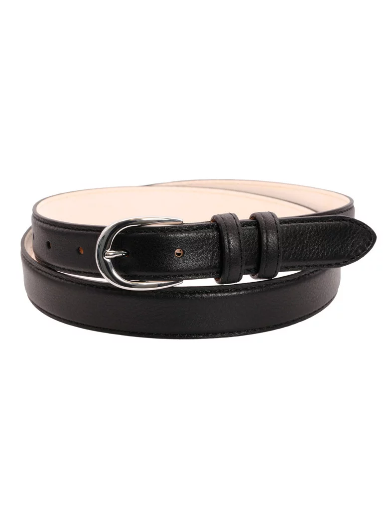 Ceinture fine noire en cuir lisse - Gab