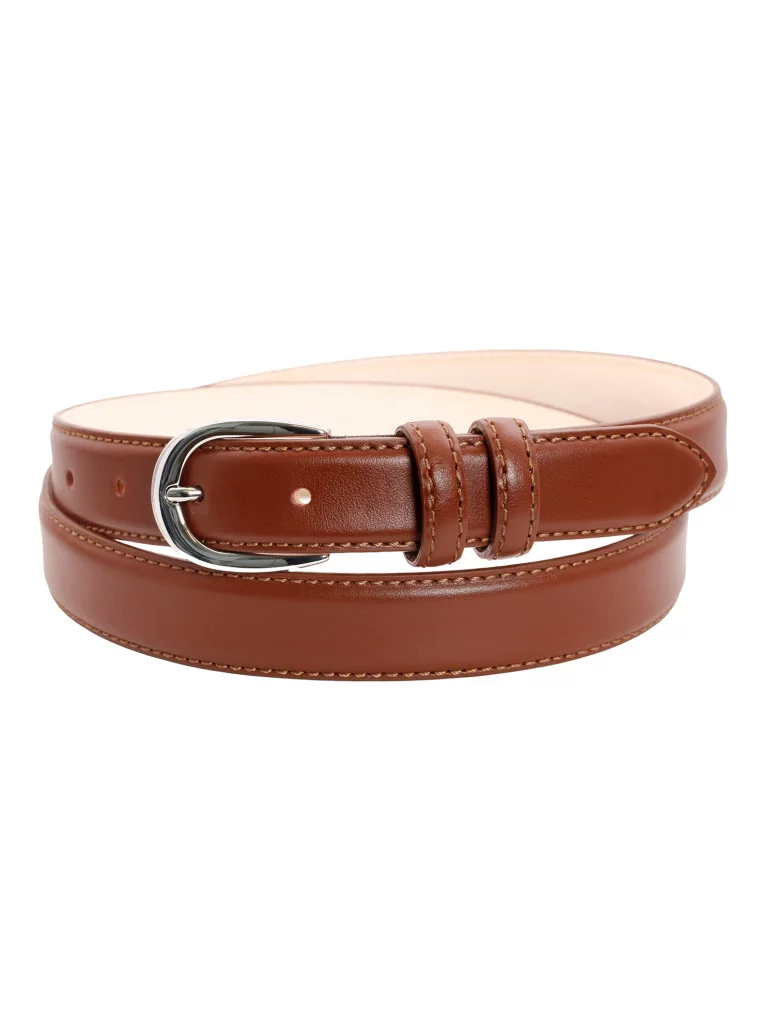 Ceinture fine marron en cuir lisse - Gab