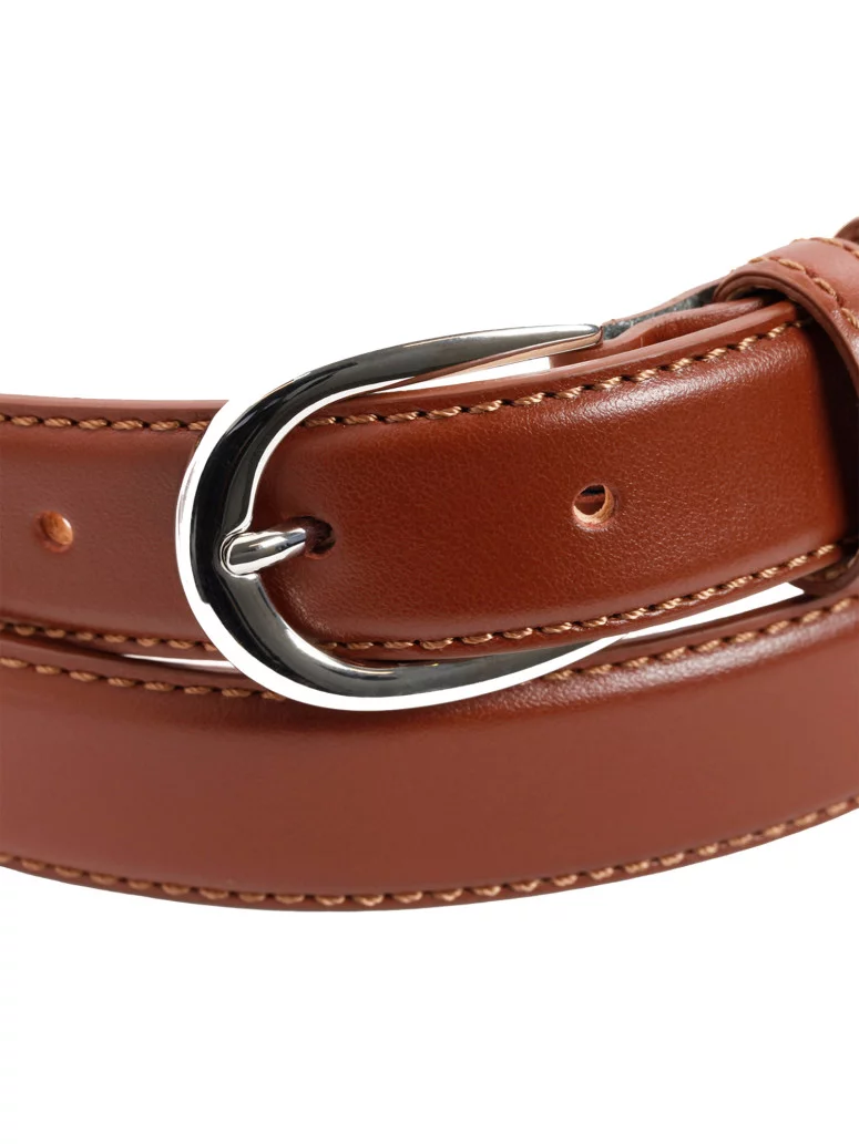 Ceinture fine marron en cuir lisse - Gab