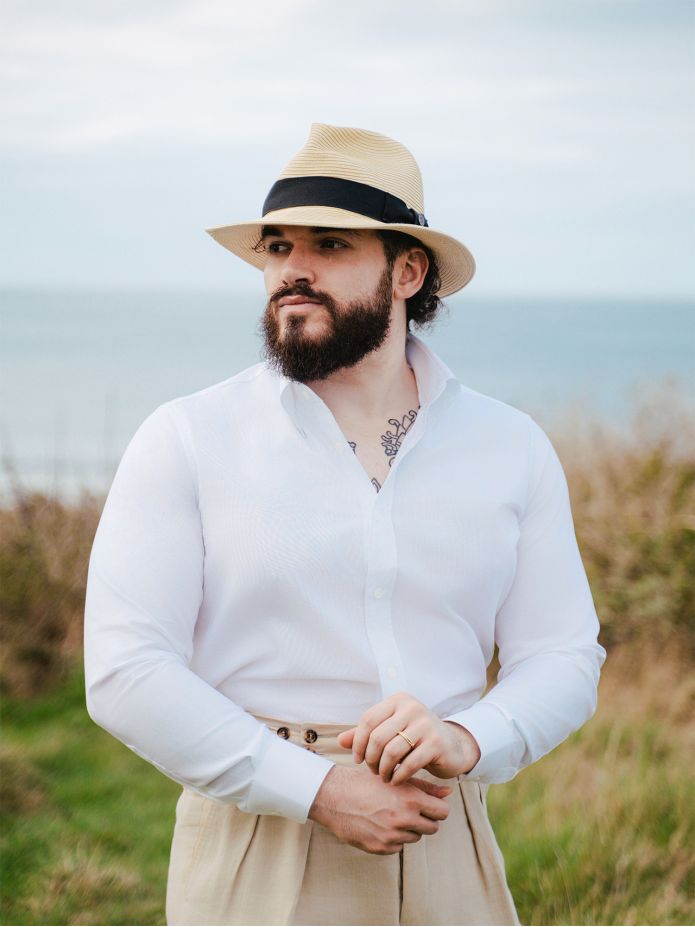 Chemise col américain en oxford blanc