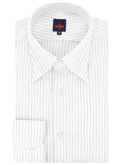 Chemise col napolitain à rayures vert olive