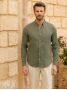 Chemise en gaze de coton verte col américain