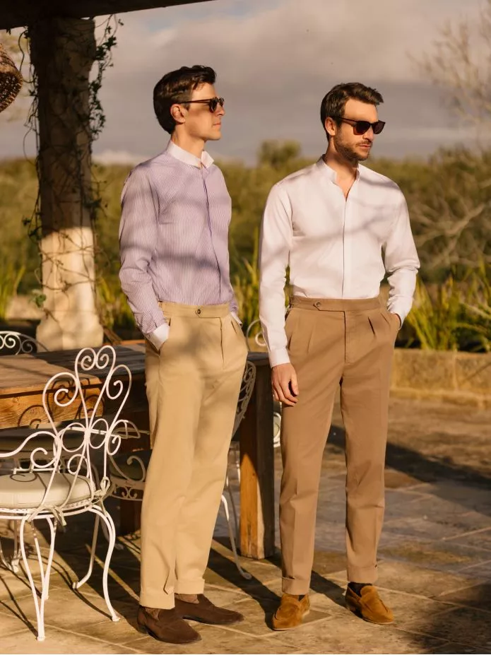 Pantalon à pinces havane Lagos