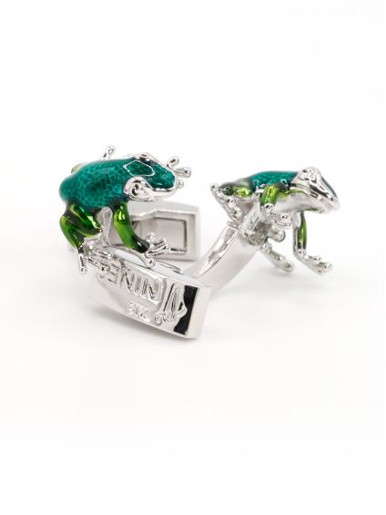 Boutons de manchette grenouilles vertes
