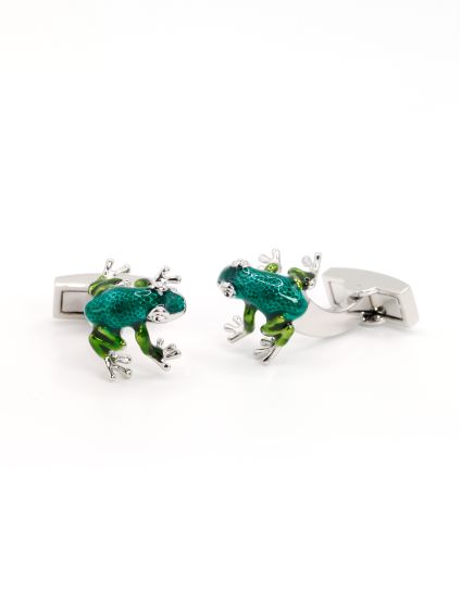 Boutons de manchette grenouilles vertes