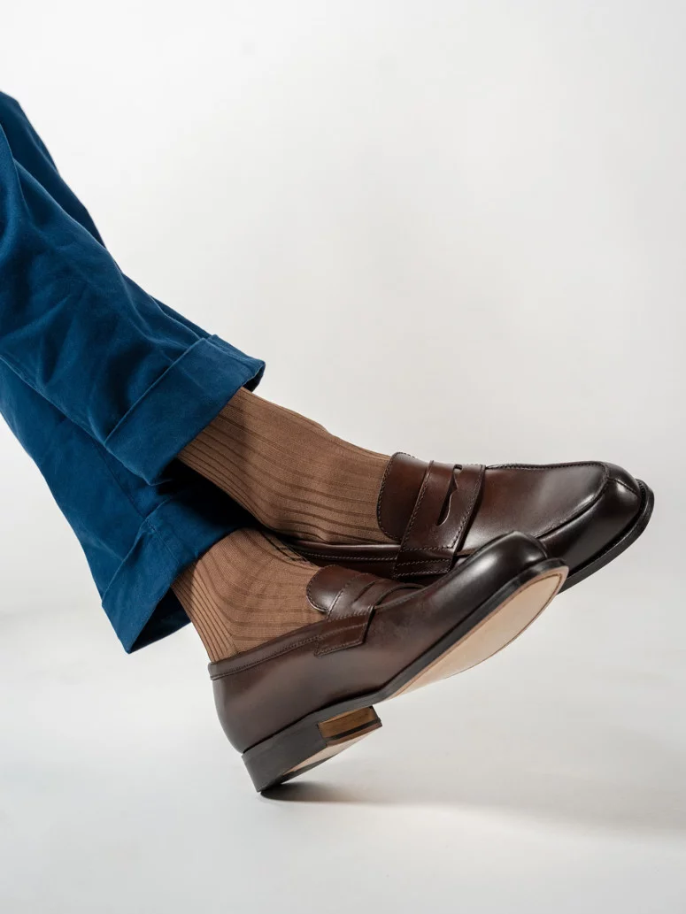 Chaussettes fil d'Écosse havane