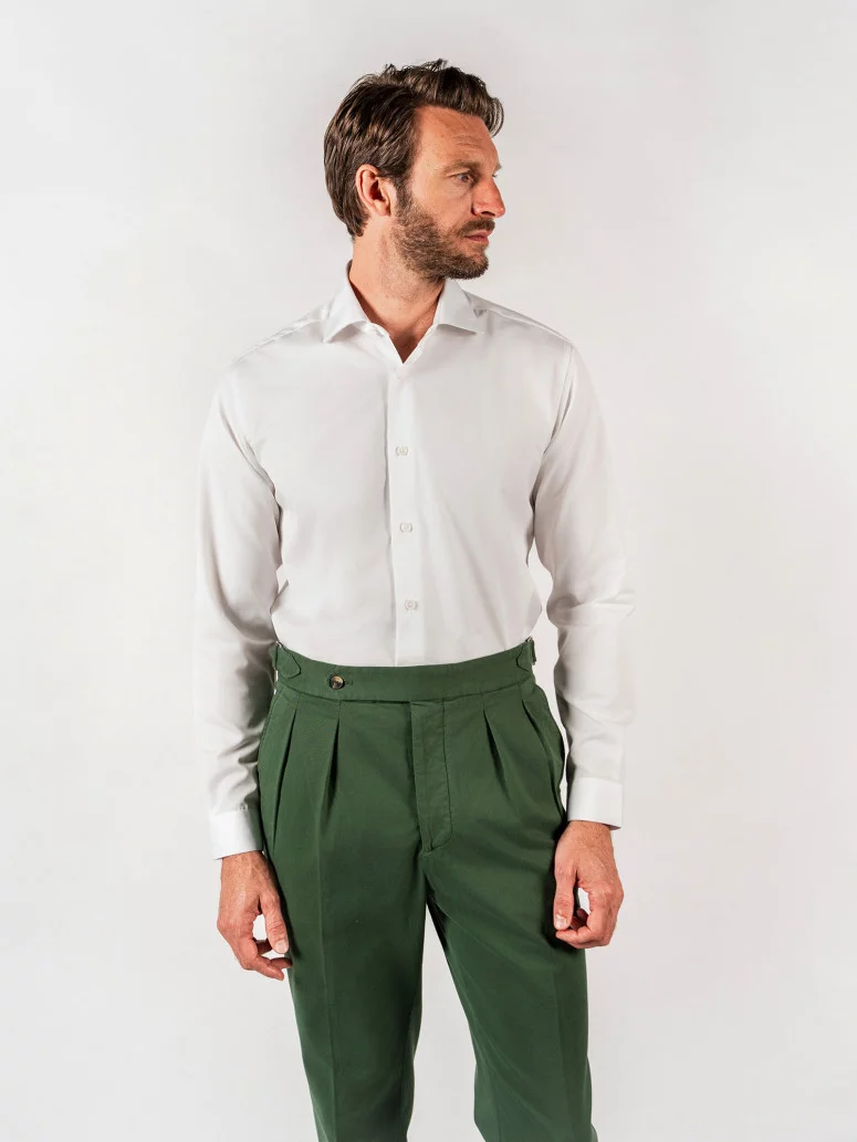 Chemise infroissable col italien blanche