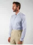 Chemise infroissable col droit à rayures bleu ciel