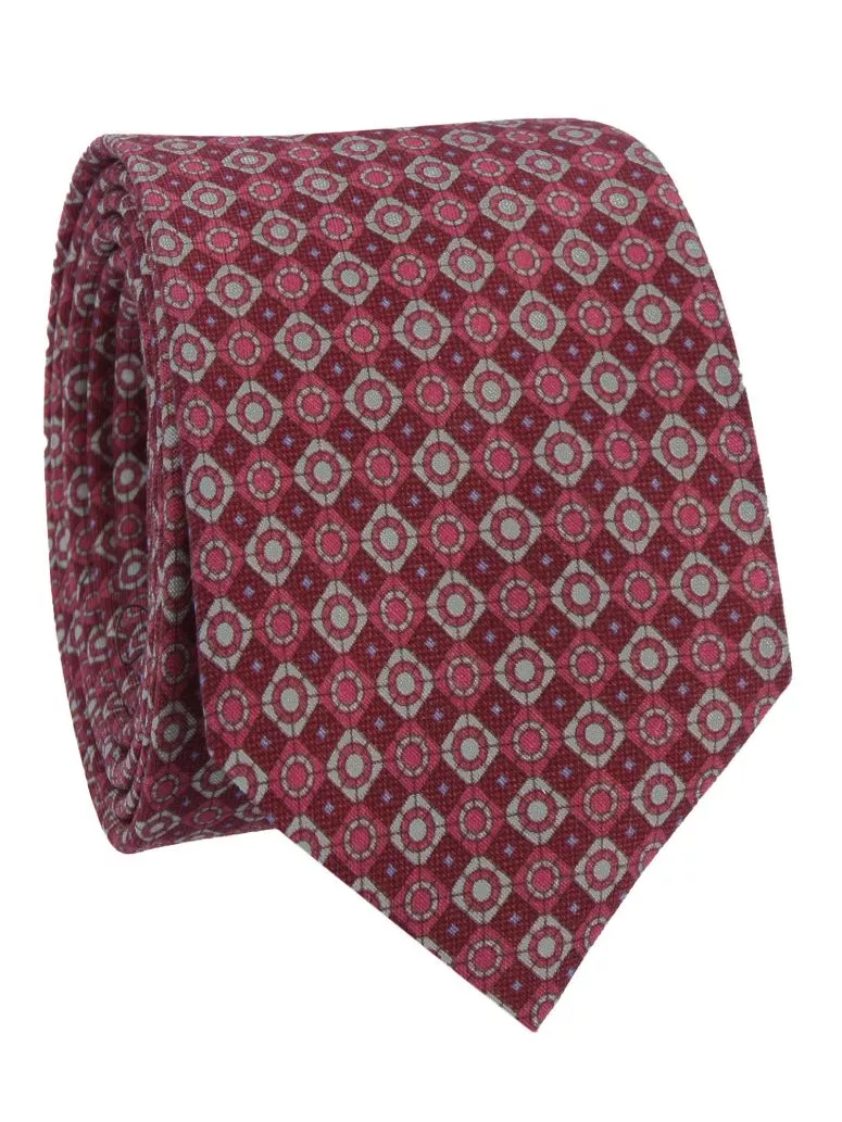 Cravate en laine bordeaux à motifs rétro