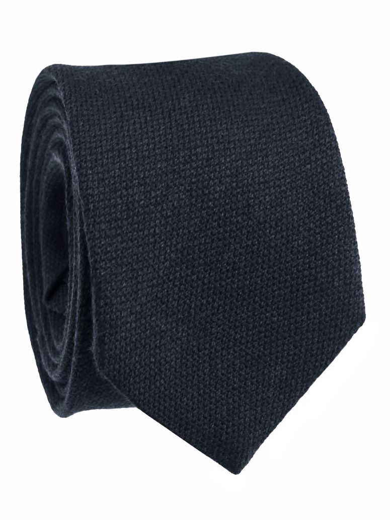 Cravate en laine bleu marine à chevrons