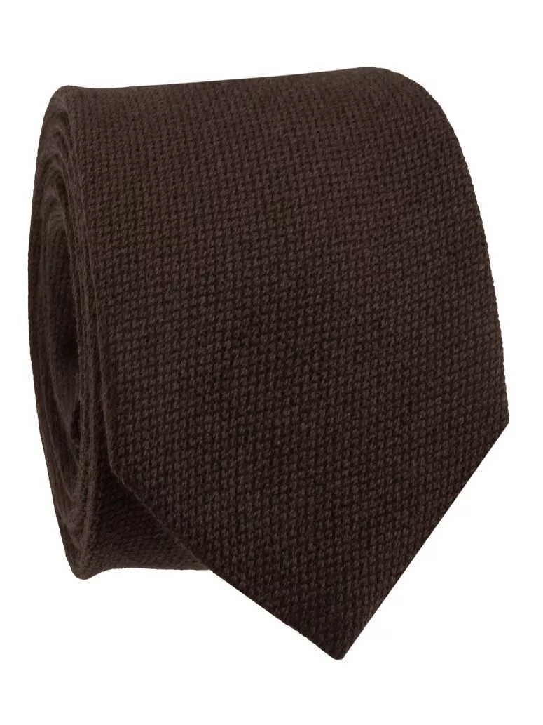 Cravate en laine marron à chevrons