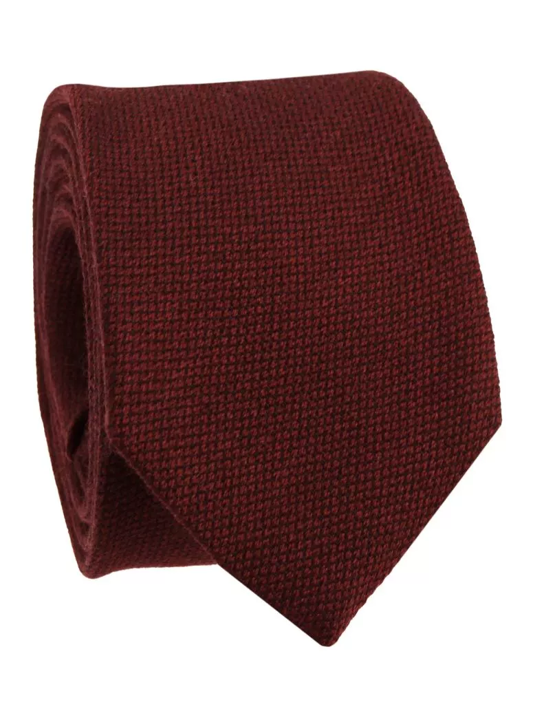 Cravate en laine rouge bordeaux à chevrons