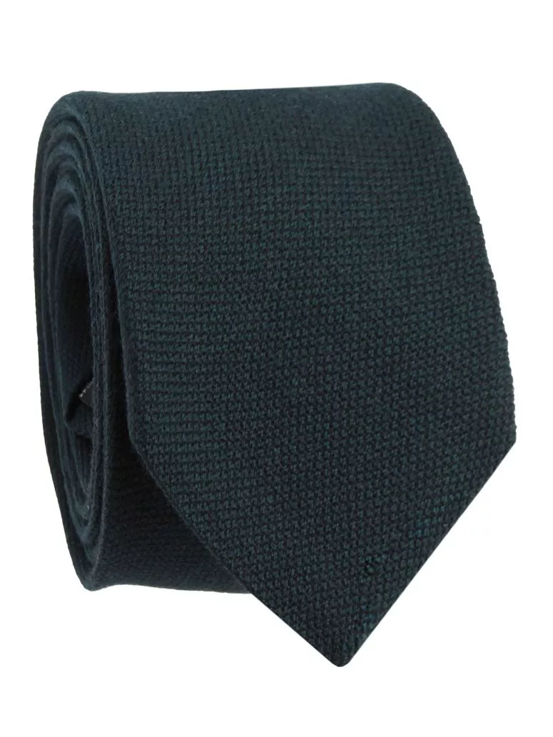 Cravate en laine vert sapin à chevrons