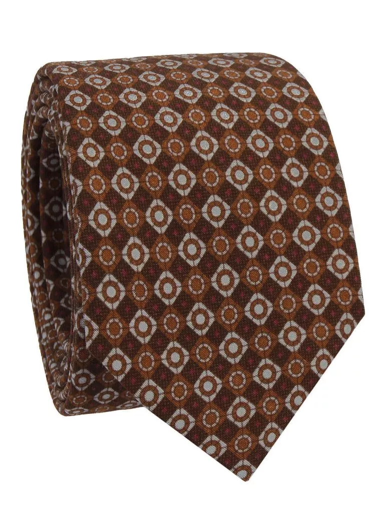 Cravate en laine marron à motifs rétro