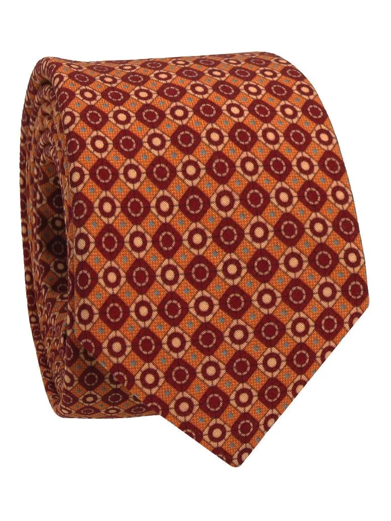 Cravate en laine orange à motifs rétro