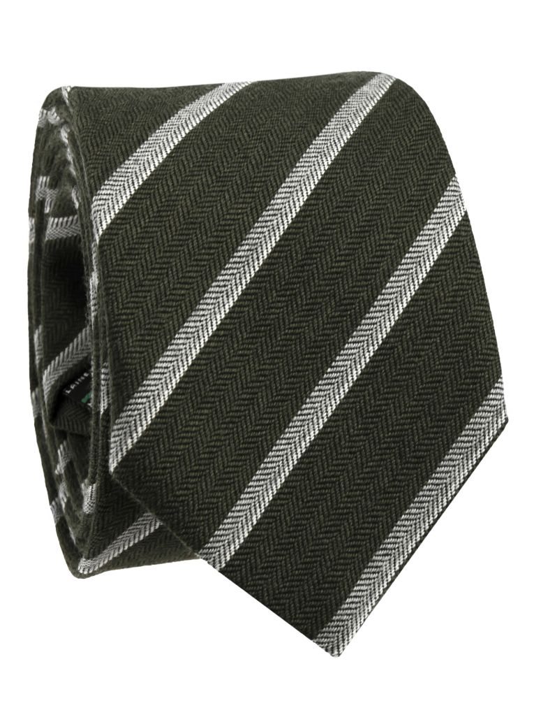 Cravate en laine verte à rayures grises