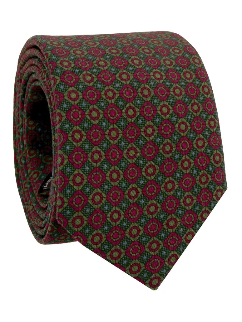 Cravate en laine verte à motifs rétro