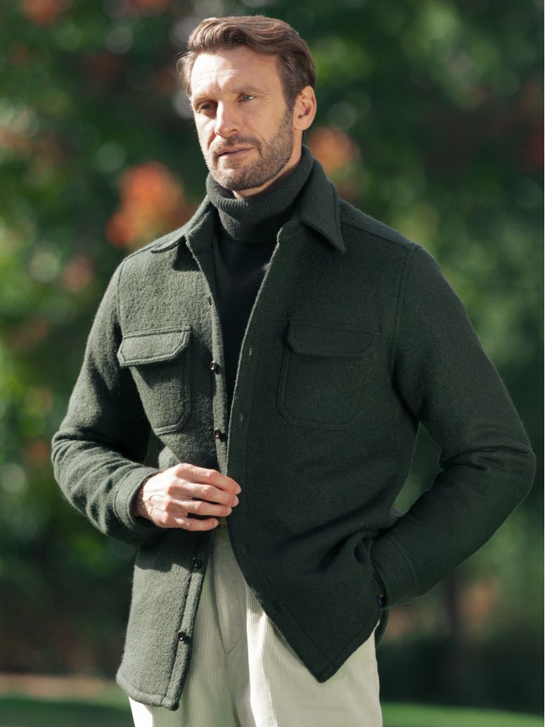 Surchemise en laine bouillie vert forêt