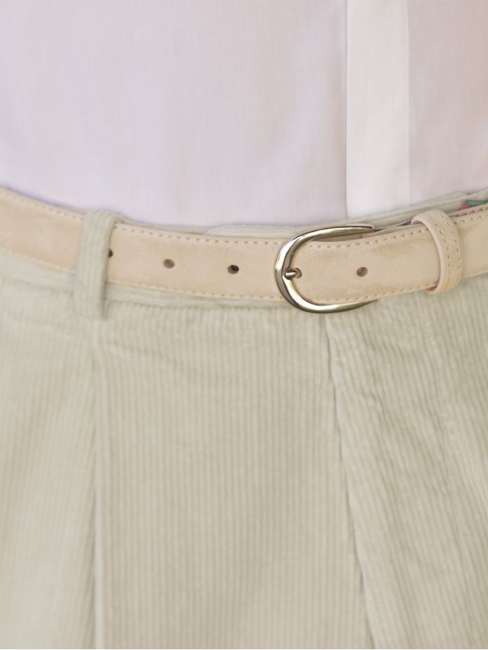 Ceinture fine beige boucle dorée en nubuck - Gab