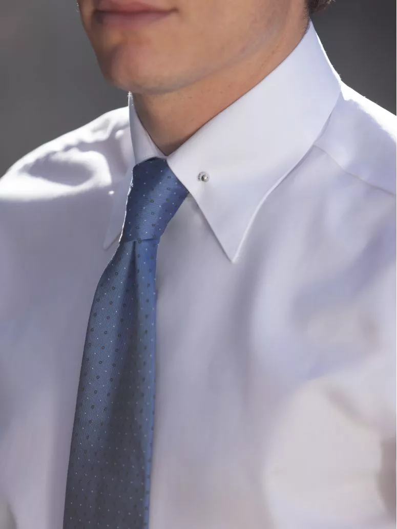 Chemise col épingle blanche poignets mousquetaires