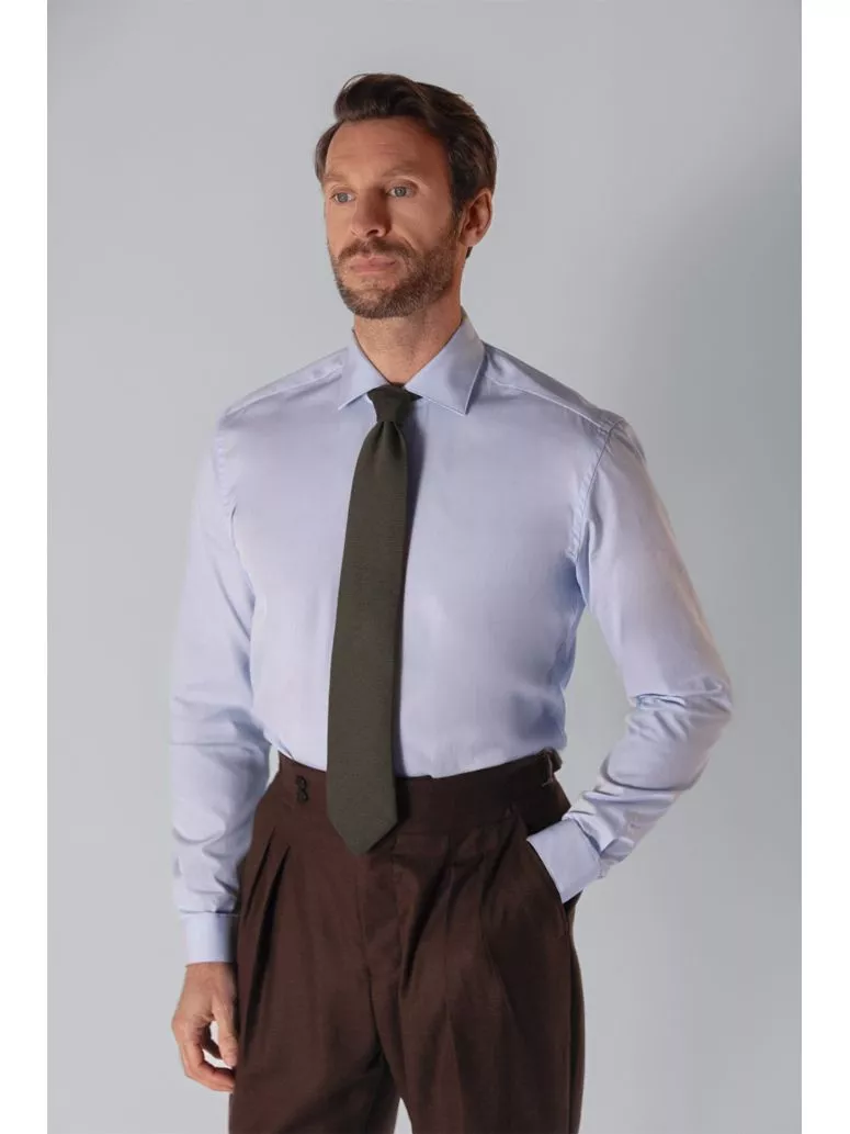 Cravate en laine vert olive à chevrons