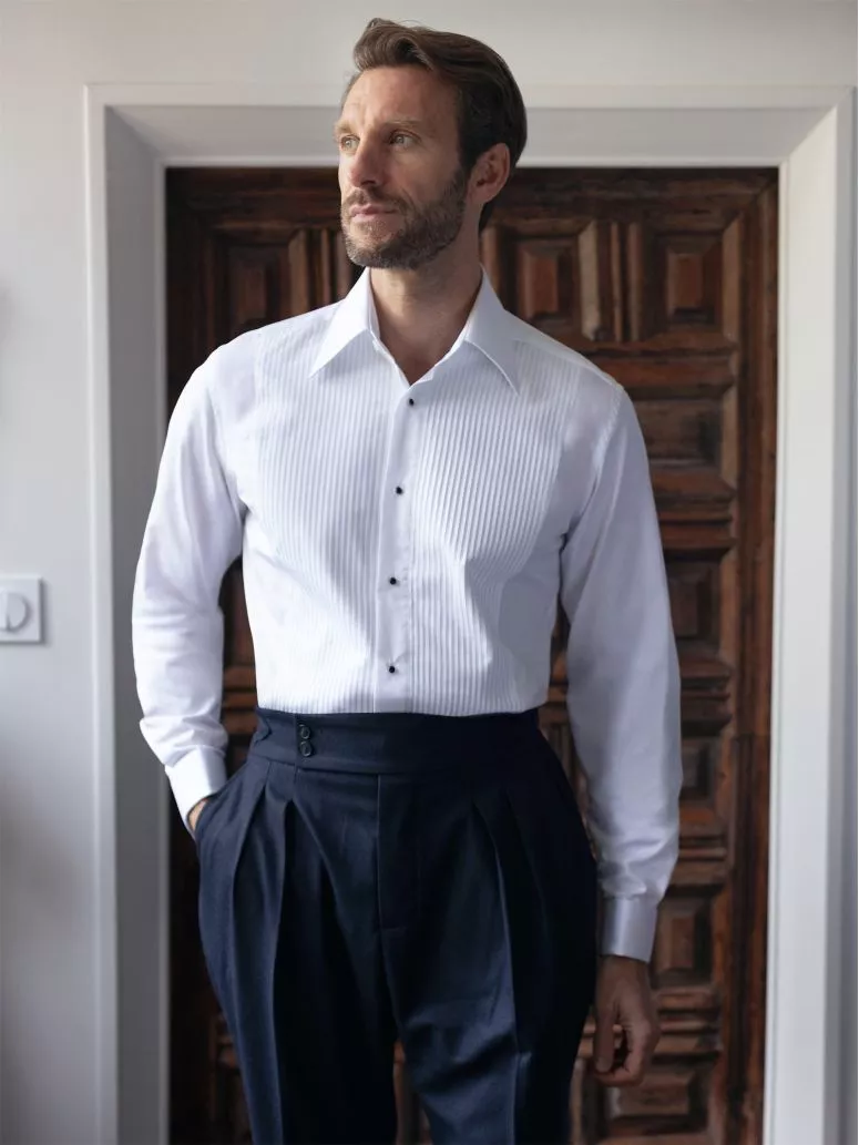 Chemise smoking col français à plastron