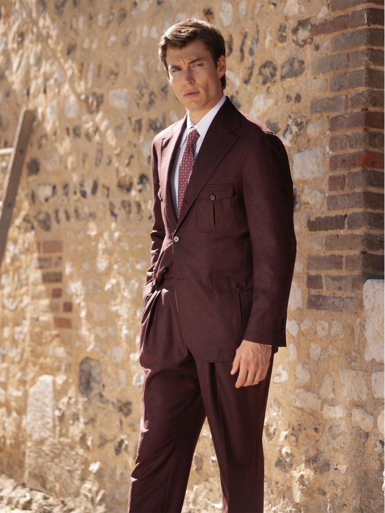 Veste saharienne en flanelle bordeaux Litha