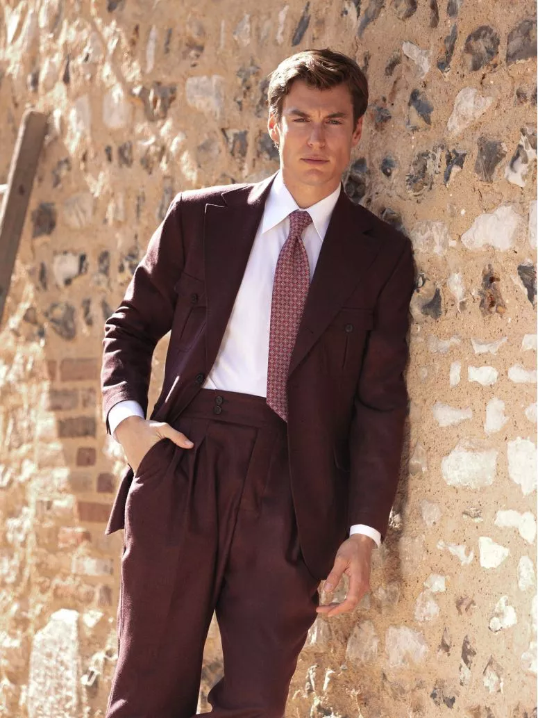 Veste saharienne en flanelle bordeaux Litha