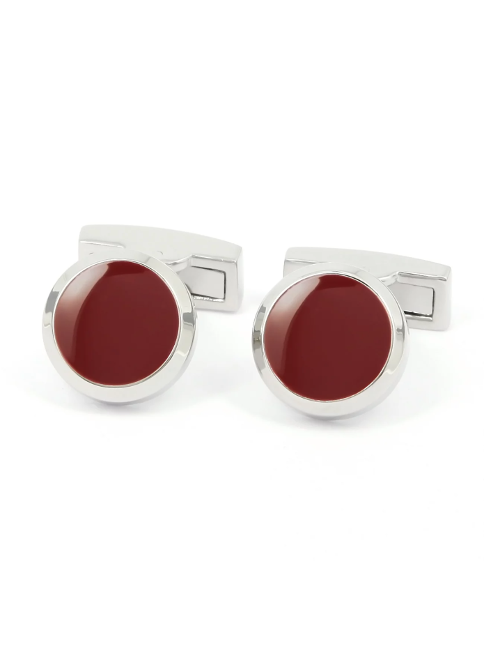 Boutons de manchette ronds bordeaux - Montreux II
