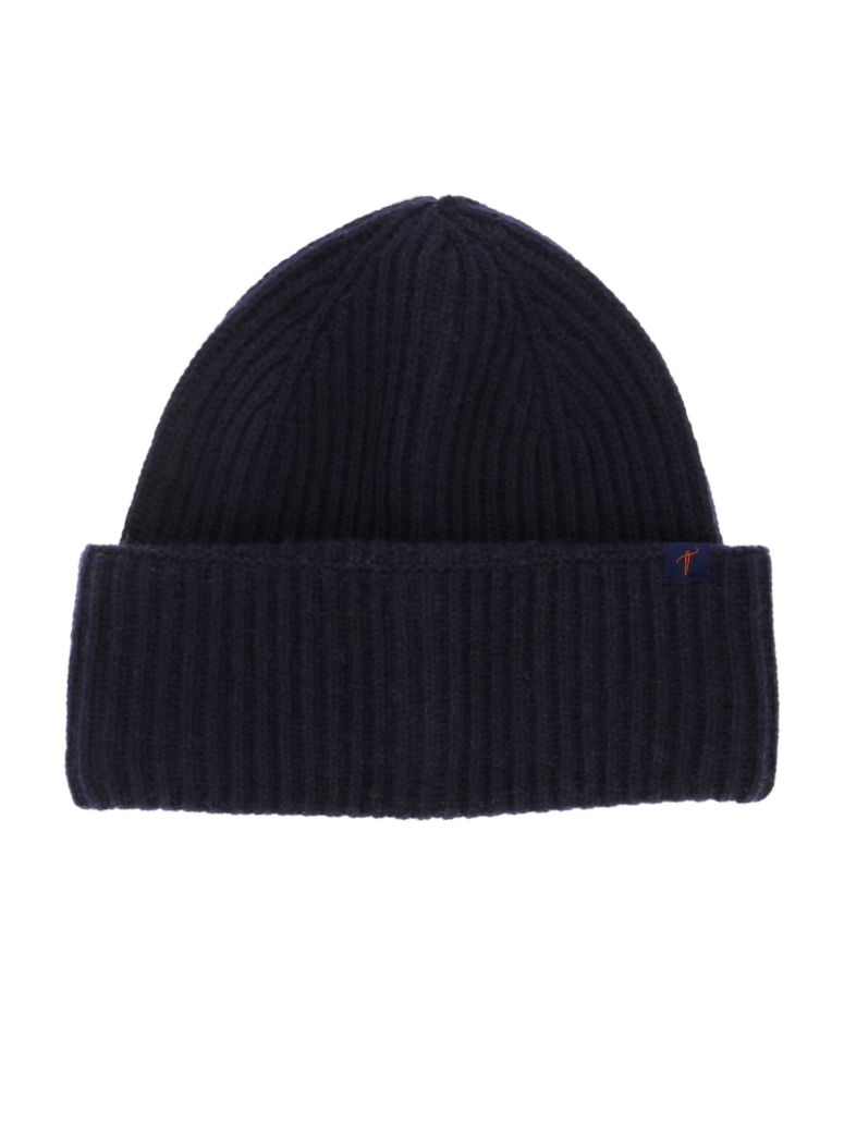 Bonnet bleu marine à côtes laine et cachemire - Woca