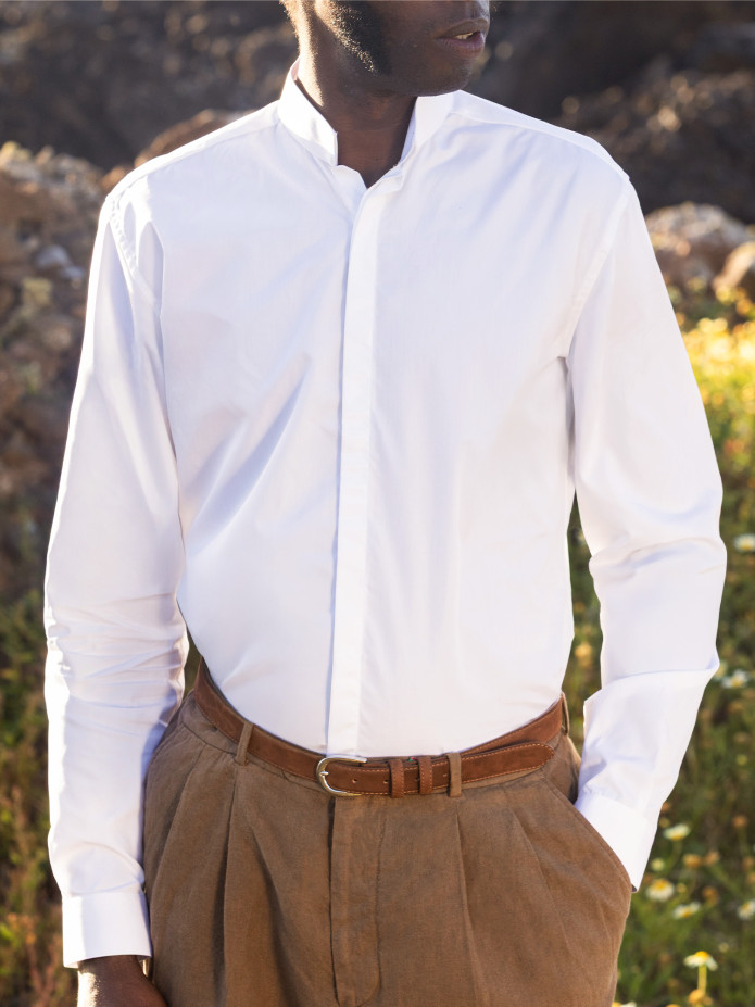 Chemise infroissable col inversé blanche