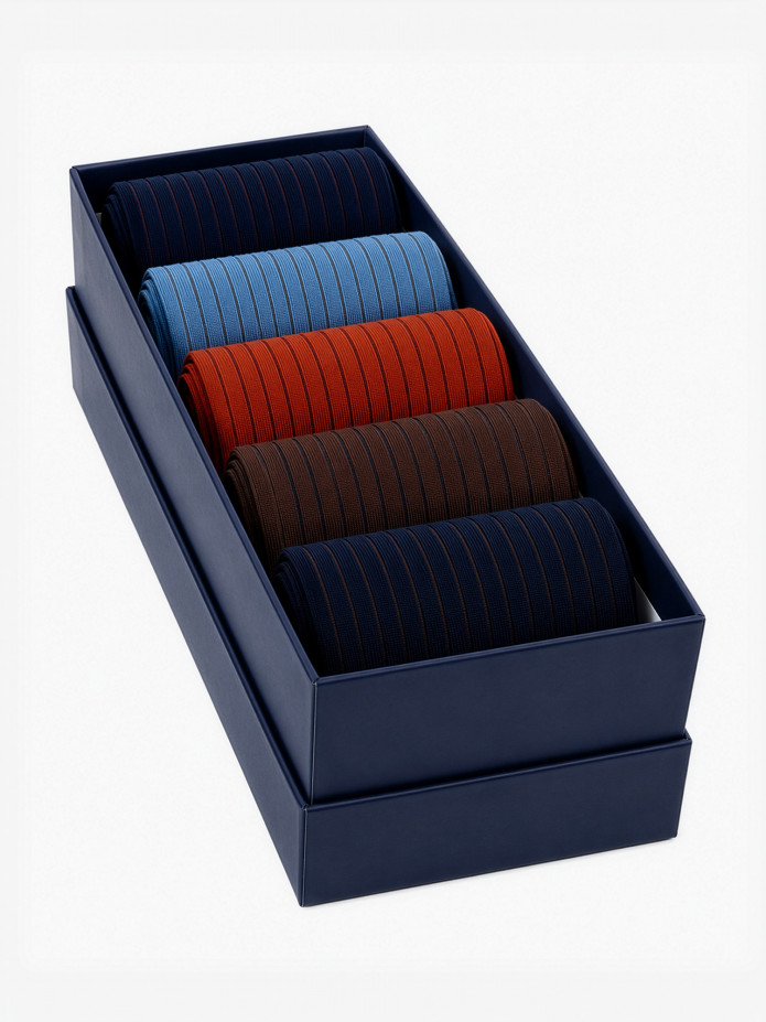 Semainier 5 paires de chaussettes en fin d'Écosse striées