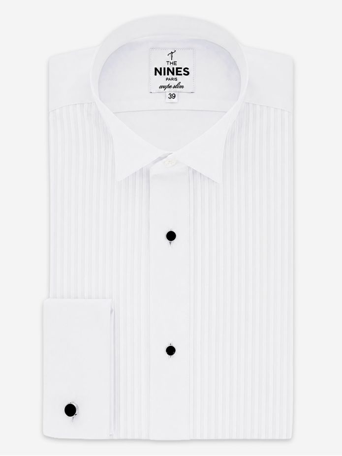 Chemise smoking col cassé à plastron