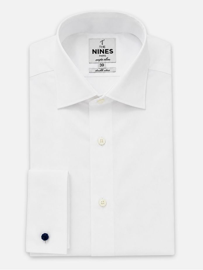 Chemise cérémonie col italien à poignets mousquetaires