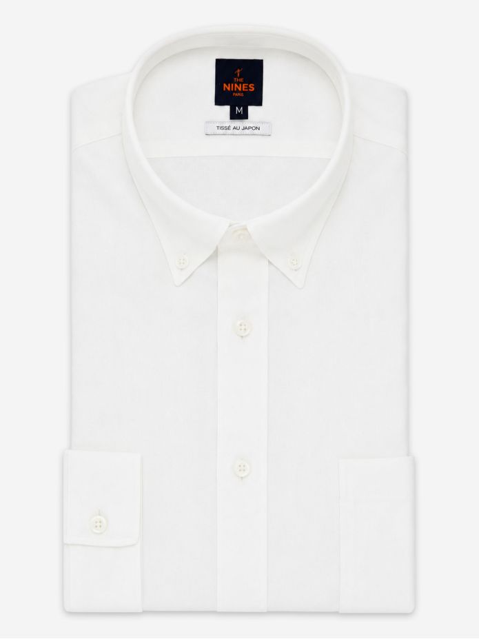 Chemise en gaze de coton blanc col américain