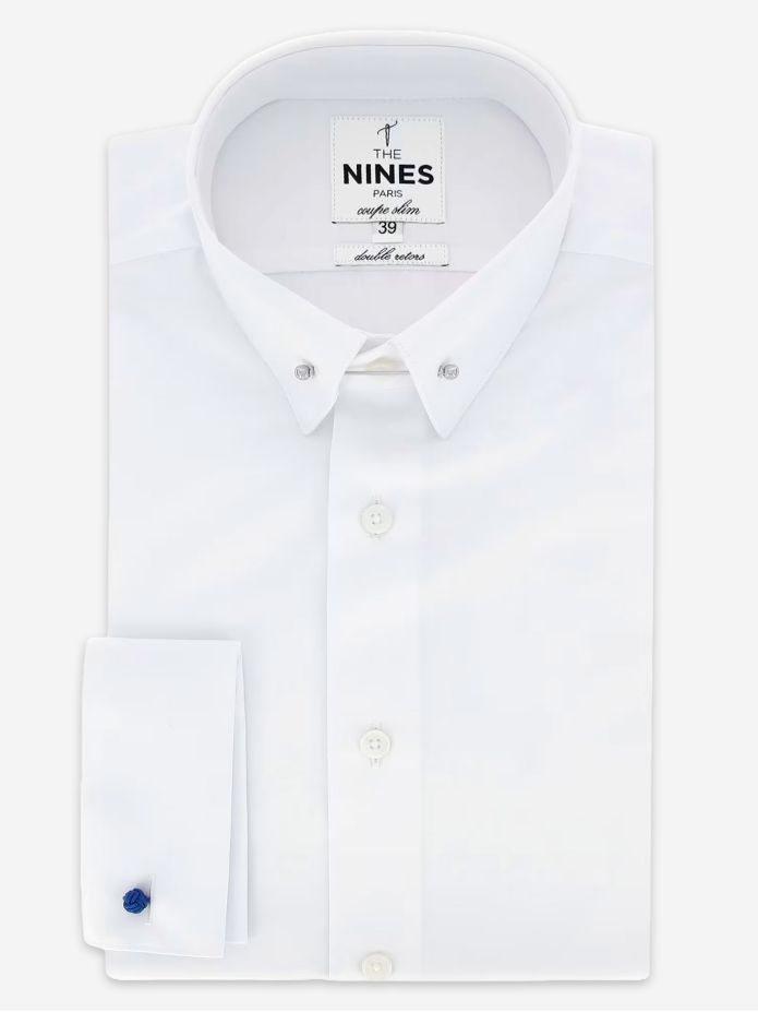 Chemise mousquetaire blanche petit col épingle