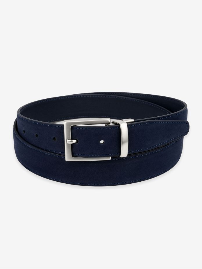 Ceinture réversible bleu marine cuir et nubuck - Clint