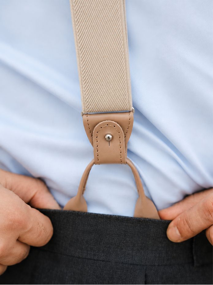 Bretelles homme beiges à boutons